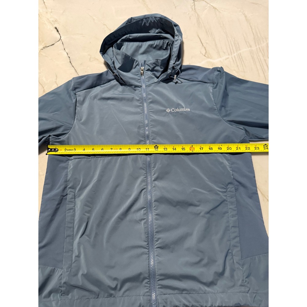 Columbia Mens Hooded Windbreaker Jacket Slate Blue Full Zip Lightweight M - Picture 6 of 12